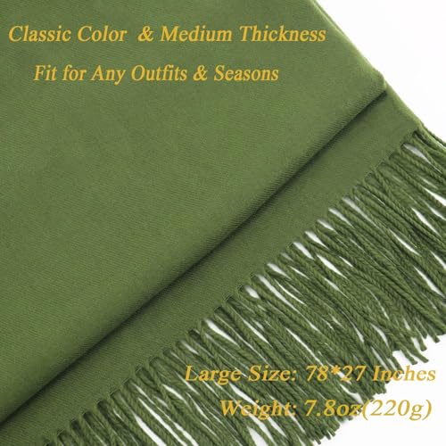 Ciormis Pashmina Scarf for Women, Soft Pashminas Shawls and Wraps for Evening Dresses, Wedding Bride Bridesmaid Shawls Scarf - color: Dark Green