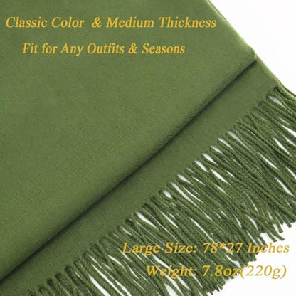 Ciormis Pashmina Scarf for Women, Soft Pashminas Shawls and Wraps for Evening Dresses, Wedding Bride Bridesmaid Shawls Scarf - color: Dark Green