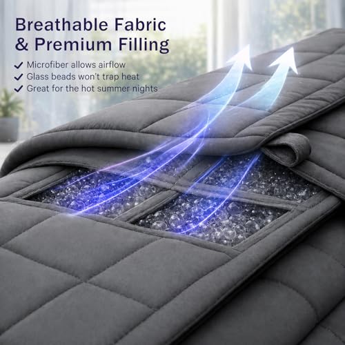 Weighted Blanket for Adults 20lbs, 48"x72", Twin Full Size Cooling Heavy Throw Blanket for 180-220lbs, Microfiber Soft Thick Big Blankets Weighted Comforter Breathable Gifts for Sleeping, Grey