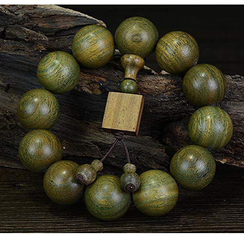 JAJAFOOK 15/18/20/25mm Natural Fragrant Green Sandalwood Mala Meditation Beads Wtist Bracelet - Tibetan Buddhism Prayer Beads - style: 25mm*10beads