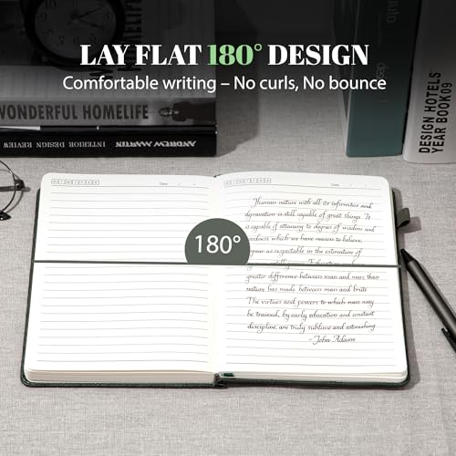CAGIE Lined Journal for Men Women, Tree Growth Ring Leather Bound Journal Notebook 256 Pages 100 GSM Journals for Writing, A5 Hardcover Journaling Notebooks,2 Pack (Brown & Dark Green) - color: H-Brown & Drak Green