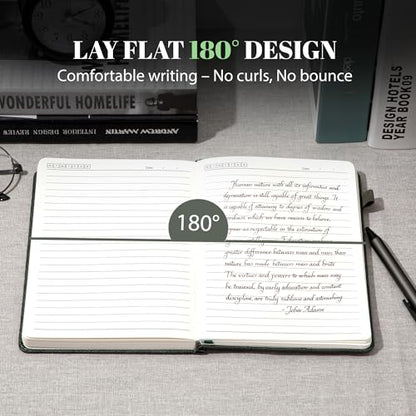 CAGIE Lined Journal for Men Women, Tree Growth Ring Leather Bound Journal Notebook 256 Pages 100 GSM Journals for Writing, A5 Hardcover Journaling Notebooks,2 Pack (Brown & Dark Green) - color: H-Brown & Drak Green