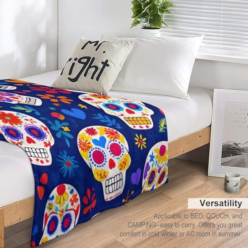 Fashion Bed Sofa Couch Cover, Unisex Blanket, Day Dead Cool Mexican Sugar Skull Lightweight Flannel Blanket - color: Color78, size: 30"x40"