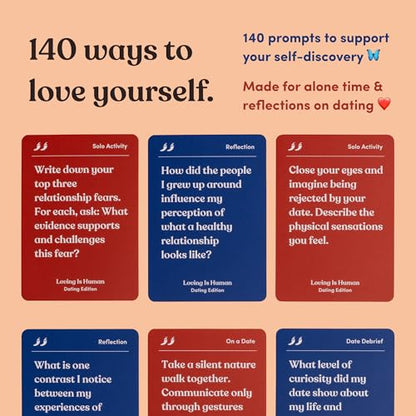 Loving is Human (Dating Edition) | 140 Conversation Cards to Help Deepen Romantic Relationships | Self-Reflections on Dating, Love & Early Relationships | Dating Card Game for 1+ Players - style: Loving Is Human (Dating Edition)