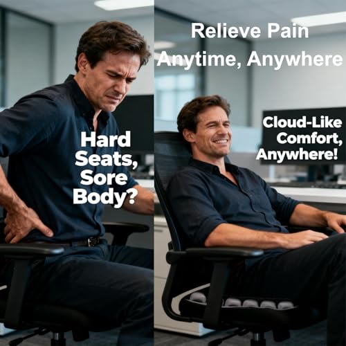 Inflatable Seat Cushion, Pressure Relief Airplane Seat Cushion for Long Flights Without Air Pump, Portable Car Seat Cushions,Office Chair Wheelchair Cushions Relief Discomfort in Coccyx&Buttock - color: Square
