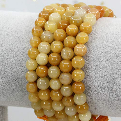 Keleny Natural Gemtone 6mm Round Beads Crystal Adjustable Braided Macrame Tassels Bracelets Unisex - color: Multicolor Yellow Quartzite