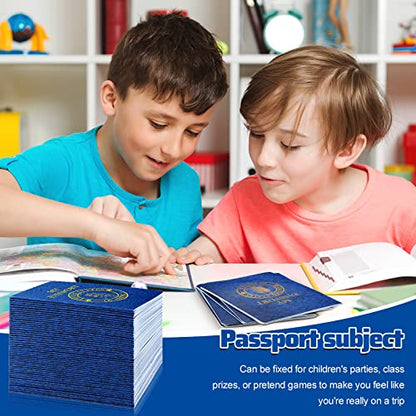 50 Pcs Blank Passport for Kids Book Passport Notebook Blue Bulk 4 x 5.5 Inch Play Fake Pass Port for Travel Operation World Travel Activity (Hawk) - style: Hawk
