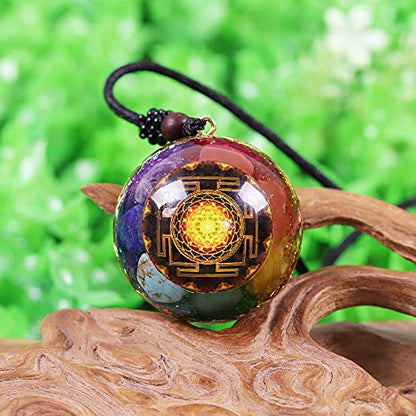 Day Day Up 7 Chakra Gemstone Reiki Energy Crystals Chakra Orgonite Pendant Necklace For Good Luck Yoga Meditation Jewelry - style: orgone pendant