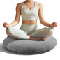32 Inch Round Floor Pillow, Large Thick Meditation Cushion for Adults with Velvet Cover, Supportive Floor Seating for Yoga Lounge Living Room, 13 Inch Thick Padding, Grey