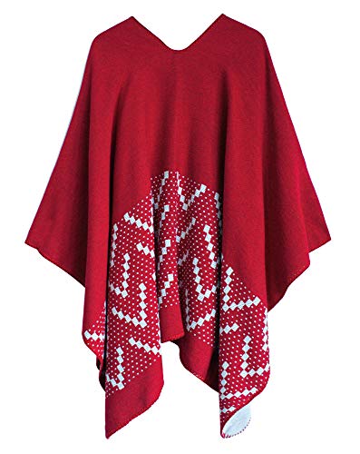 Urban CoCo Women's Color Block Shawl Wrap Open Front Poncho Cape - color: Series 26-red