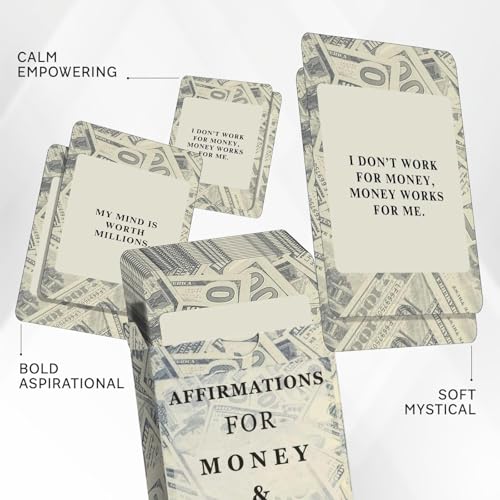 Isaac Liev Money Affirmations Cards - Motivational Daily Affirmation for Men Women, Manifestation Abundance Wealth Mindset Manifesting Card - Blessings Cards - Gift for Work, Office, Boss - style: Money Affirmation