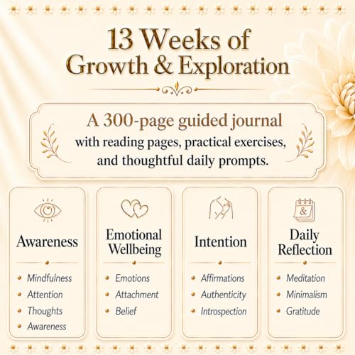 Guided Journal for Women | 13-Week Mindfulness & Self-Reflection Journal for Self-Care, Gratitude & Personal Growth | Unique Daily Prompts & Exercises | A5 Vegan Leather | Elegant Gift Box | Her Vibe (Beige-Ritual set) - color: Beige-Ritual set