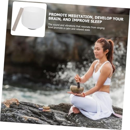 1set Meditation Sound Bowl Stick Chakra Crystal Singing Bowl for Yoga Mindfulness Healing Portable Design for Relief and Deep Meditation