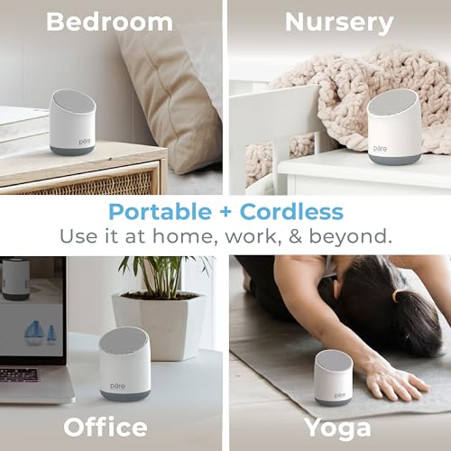 Pure Enrichment Wave Mini Travel Sound Machine - 6 Soothing Sounds Including White Noise, Seamless Loop Audio, Rechargeable Battery, 48 Hour Run Time, Optional Timer, and Storage Bag - color: White