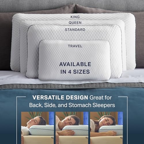 Weekender Cooling Gel Memory Foam Pillow for Sleeping – King Size, Ventilated Cooling Pillow for Side & Back Sleepers, Neck & Shoulder Support, Medium Firm, Washable Cover - size: King, style: 1 Pack