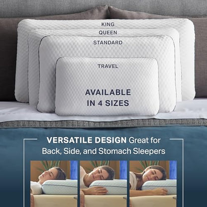 Weekender Cooling Gel Memory Foam Pillows for Sleeping – Queen Size, Set of 2, Ventilated Cooling Pillows for Side & Back Sleepers, Neck & Shoulder Support, Medium Firm, Washable Cover - size: Queen, style: 2 Pack