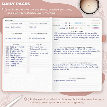 Clever Fox Self-Care Journal – Daily Reflection Notebook – Mental Health & Personal Development Planner, Meditation & Mood Log, A5 (Light Pink) - color: Light Pink, size: A5 (5.8'' x 8.3'')
