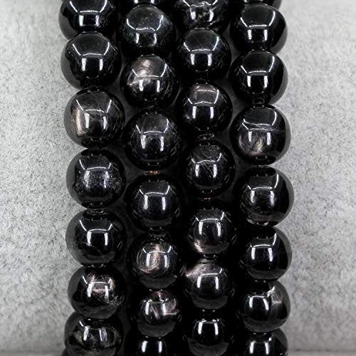 Keleny Gem Semi Precious Gemstones 8mm Natural Stone Round Beads Rock Crystal Jasper Stretch Bracelet 7 Inch Unisex - color: Black Hypersthene