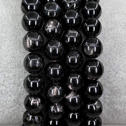 Keleny Gem Semi Precious Gemstones 8mm Natural Stone Round Beads Rock Crystal Jasper Stretch Bracelet 7 Inch Unisex - color: Black Hypersthene