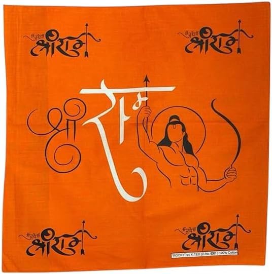 Lord Ram Pooja Cloth Cotton 20 Inch Bhagwa Orange Rumal Pack of 12 Hindu Prayer Cloth for Mandir Havan Altar Cover