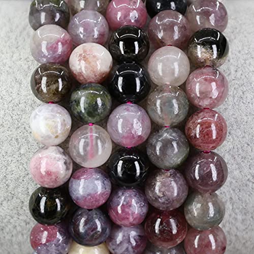 Keleny Gem Semi Precious Gemstones 8mm Natural Stone Round Beads Crystal Stretch Bracelets 7 Inch Unisex - color: Multicolor Tourmaline