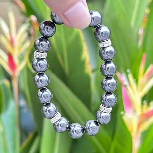 Healing Bracelet For Women Anxiety Crystal Bracelet Chakra Beaded Bracelets Rose Quartz Crystals And Healing Stones Yoga Bead Bracelet Calming Stretch Bracelet Stress Relief Gifts For Women - color: Black-Hematite