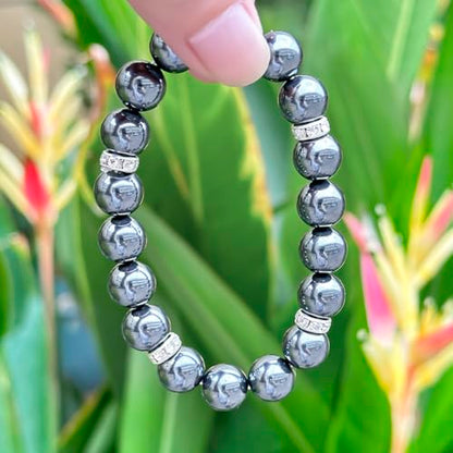 Healing Bracelet For Women Anxiety Crystal Bracelet Chakra Beaded Bracelets Rose Quartz Crystals And Healing Stones Yoga Bead Bracelet Calming Stretch Bracelet Stress Relief Gifts For Women - color: Black-Hematite