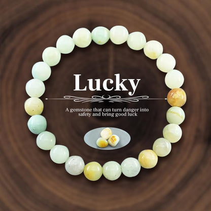 Natural Stone Beaded Bracelets for Women Men - 8MM Semi-Precious Stones Bracelets Adjustable Crystal Beads Stretch Bracelet - color: Amazonite