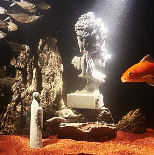 livelyfish Meditating Buddha Statue Zen Garden Statues Sandstone Thinker Buddha Sculpture Figurine for Fish Tank Aquarium Home Decorations, Gift (C) - size: C