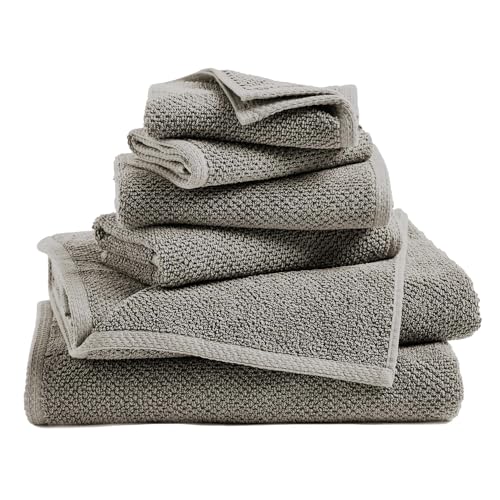 Great Bay Home 100% Cotton 6 Piece Towel Set - Absorbent, Quick-Drying, Durable Bath Towels for Bathroom Decor - Low-Twist, Two-Ply Fibers (Dark Grey) - color: 04 Dark Grey, size: 6 Piece Set