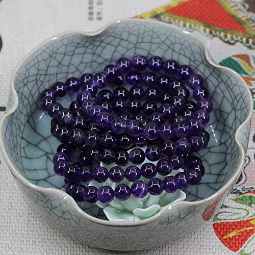 Keleny Gem Semi Precious Gemstones 8mm Round Beads Crystal Stretch Bracelets 7 Inch Unisex - color: Purple A Grade Amethyst