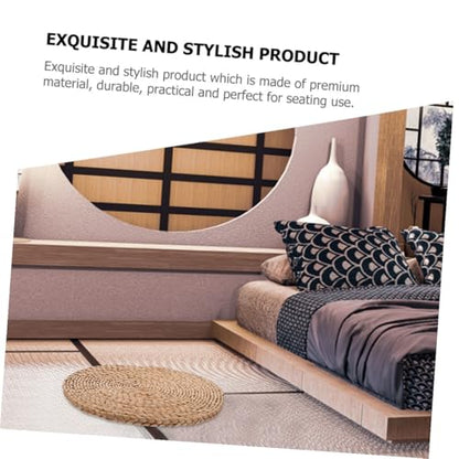 Angoily Woven Round Meditation Cushion 40cm Diameter Thick 1.5cm Eco-Friendly Plant Floor Pillow for Indoor Seating and Picnic Floor Pad