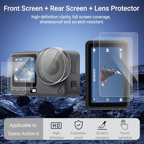 Accessories for DJI OSMO Action 6, Carrying Case with Lens Screen Protectors & TPU Lens Cap, Mini Action6 PU Hard Shell Storage Bag for DJI Action Camera - style: For Dji Osmo Action 6