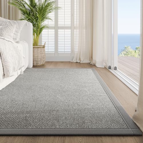 YDKGL Washable Area Rug 5x7 Large Jute Like Rug for Living Room, Soft Non Slip Rugs Carpet for Dining Room Bedroom Cotton Boho Woven Braided Rugs Home Office Decor, Grey - color: Grey, size: 5' x 7'
