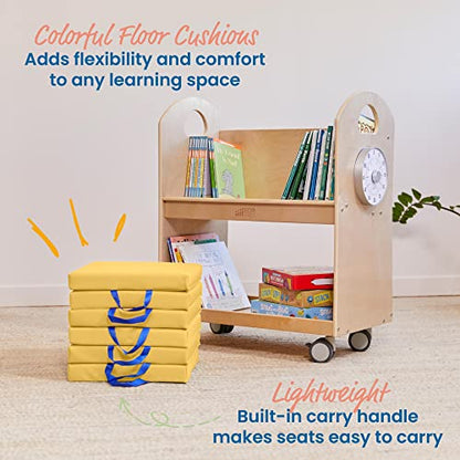 ECR4Kids SoftZone Square Floor Cushions with Handle, Flexible Seating, Yellow, 6-Piece - color: Yellow