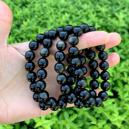 Adabele 1pc Natural Stretch Gemstone Bracelet 10mm (0.39") Bead 7 Inch to 8.5 Inch Healing Crystal Energy Quartz Chakra Jewelry Women Birthday Unisex Gift - color: Golden Obsidian, size: 7 inch