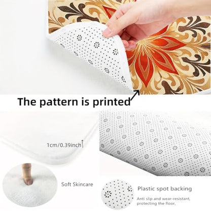 Round Area Rug, Golden Lotus Flower Design, Flannel Meditation Yoga Mat, 59x59 Inch, Soft Portable Floor Carpet for Living Room Bedroom Entryway (150 * 150cm/59 * 59inch)