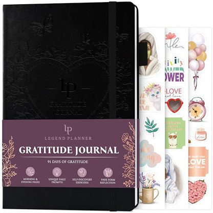 Legend Gratitude Journal – Guided Daily Journal to Foster Positivity & Happiness – Grateful Notebook to Write In – Inspirational Affirmation & Thankful Notebook – Hardcover (Black) - color: Black debossed