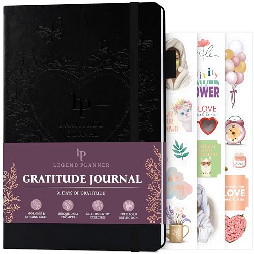 Legend Gratitude Journal – Guided Daily Journal to Foster Positivity & Happiness – Grateful Notebook to Write In – Inspirational Affirmation & Thankful Notebook – Hardcover (Black) - color: Black debossed