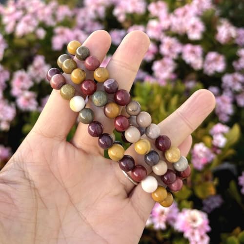Adabele 1pc Natural Stretch Gemstone Bracelet 8mm (0.31") Bead 7" to 8.5 inch Healing Crystal Energy Quartz Chakra Jewelry Women Unisex Birthday Gift - color: Mookaite jasper, size: 8.5 inch