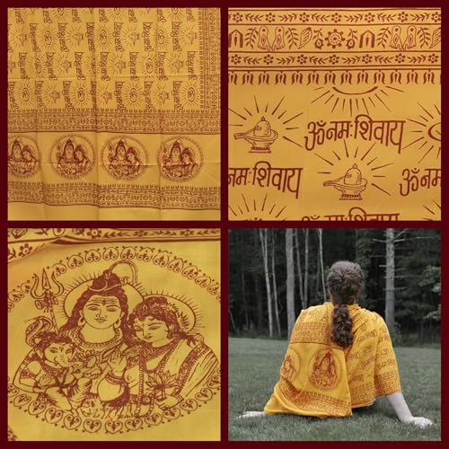 Prabhuji's Gifts Meditation Yoga Prayer Shawl with Om Symbol, Multi-Use Wrap - Unisex