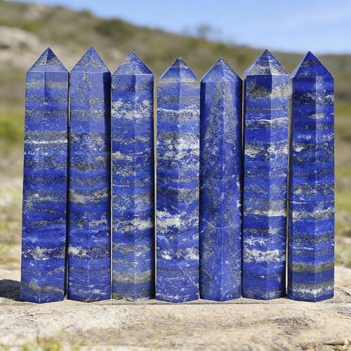 Natural Stone and Crystals Point Wand Reiki Healing Stone Rose Quartz Amethyst Home Decor Mineral Stones Crafts (5.9inch Wand Lapis Lazuli) - color: 5.9inch Wand Lapis Lazuli