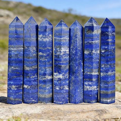 Natural Stone and Crystals Point Wand Reiki Healing Stone Rose Quartz Amethyst Home Decor Mineral Stones Crafts (5.9inch Wand Lapis Lazuli) - color: 5.9inch Wand Lapis Lazuli