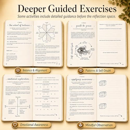 Guided Journal for Women | 13-Week Mindfulness & Self-Reflection Journal for Self-Care, Gratitude & Personal Growth | Unique Daily Prompts & Exercises | A5 Vegan Leather | Elegant Gift Box | Her Vibe - color: Beige