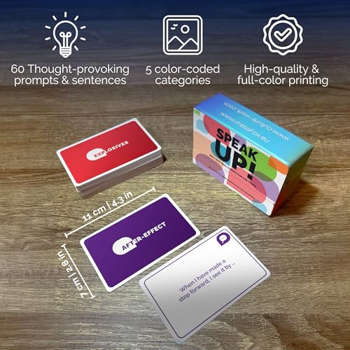 metaFox "Speak Up Card Deck for Teams - 60 Motivational and Inspirational Cards, Affirmation and Mindfulness Cards, Coaching Materials for Honest Conversations (English)