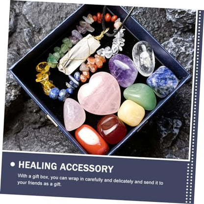1Set Delicate Meditation Stones Chakra Healing Crystals Present Box for Yoga and Spa Decor Decorative Energy Stones for Relief and Feng Shui