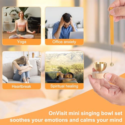 1PCS Mini singing bowl set, suitable for yoga, meditation and relaxation, mindfulness, chakra healing,Creates Beautiful Sound for Healing, Meditation & Relaxation, Gift for Men and Women (Mini size)