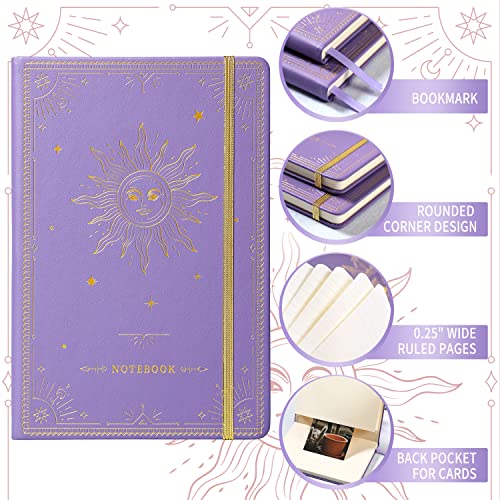 Artfan Ruled Notebook/Journal – Premium Thick Paper Faux Leather Classic Writing Notebook with Pocket + Page Dividers Gifts, Banded, Large, 144 Pages, Hard Cover, Lined (5.8 x 8.4) - Purple - color: Purple1