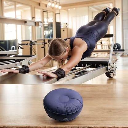 Inflatable Yoga Cushion, Portable Meditation Seat, 40D Nylon, Wear-Resisting, Quick Inflate Valve, 16x16x6 Inch, for Yoga, Fitness, Travel, Camping, (Dark blue) - color: Dark blue