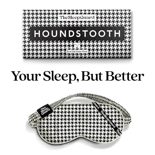 Pure Silk Sleep Mask [100% 6A Mulberry Silk, 22 Momme] Light Blocking Travel Essentials. Eye Masks for Sleeping. Black Oeko-Tex Blindfold. Eye Covers for Men & Women - color: Houndstooth